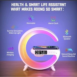 Smart LED Bluetooth Speaker Wireless Charger Alarm Clock With Fast Charger Plug